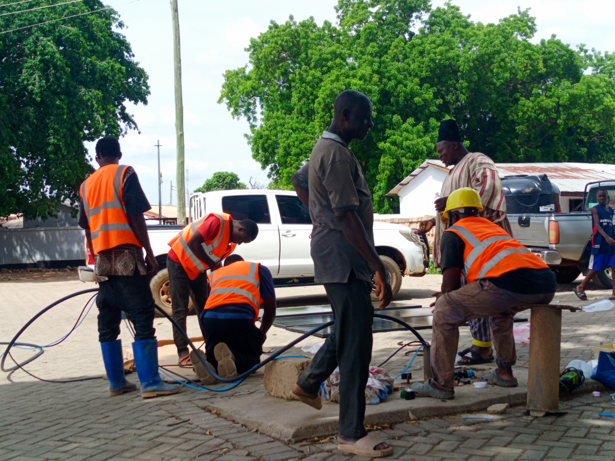 Solar borehole installation equipment and team