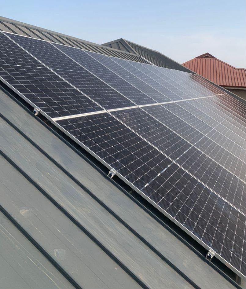 Rooftop solar panel installation